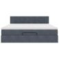 Preview: Ottoman-Bett mit Matratze & LEDs Dunkelgrau 160x200 cm Samt