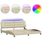 Preview: Bettgestell mit LED ohne Matratze Creme 200x200 cm Stoff
