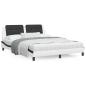 Preview: ARDEBO.de - Bett mit Matratze Weiß und Schwarz 160x200 cm Kunstleder