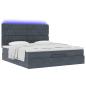 Preview: Ottoman-Bett mit Matratzen & LEDs Dunkelgrau 160x200 cm Samt