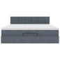 Preview: Ottoman-Bett mit Matratze & LEDs Dunkelgrau 160x200 cm Samt