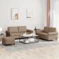Preview: ARDEBO.de - 3-tlg. Sofagarnitur mit Kissen Cappuccino-Braun Kunstleder