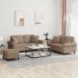 Preview: ARDEBO.de - 3-tlg. Sofagarnitur mit Kissen Cappuccino-Braun Kunstleder