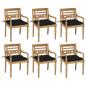 Preview: ARDEBO.de - Batavia-Stühle mit Kissen 6 Stk. Massivholz Teak