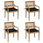 Preview: ARDEBO.de - Batavia-Stühle mit Kissen 4 Stk. Massivholz Teak