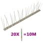 Preview: ARDEBO.de - 20-tlg. Taubenabwehr Spikes-Set Edelstahl 10 m 5-reihig