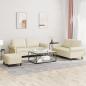 Preview: ARDEBO.de - 3-tlg. Sofagarnitur mit Kissen Creme Kunstleder