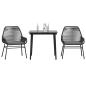Preview: ARDEBO.de - 3-tlg. Garten-Essgruppe mit Kissen Schwarz Poly Rattan Glas