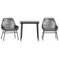 Preview: 3-tlg. Garten-Essgruppe mit Kissen Schwarz Poly Rattan Glas