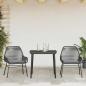 Preview: 3-tlg. Garten-Essgruppe mit Kissen Schwarz Poly Rattan Glas