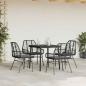 Preview: 5-tlg. Garten-Essgruppe mit Kissen Schwarz Poly Rattan Glas