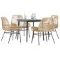 Preview: ARDEBO.de - 5-tlg. Garten-Essgruppe mit Kissen Braun Poly Rattan Glas