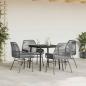 Preview: 5-tlg. Garten-Essgruppe mit Kissen Grau Poly Rattan Glas