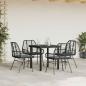 Preview: 5-tlg. Garten-Essgruppe mit Kissen Schwarz Poly Rattan Glas