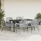 Preview: 7-tlg. Garten-Essgruppe mit Kissen Grau Poly Rattan Glas