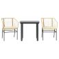 Preview: 3-tlg. Garten-Essgruppe mit Kissen Braun Poly Rattan Glas