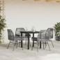 Preview: 5-tlg. Garten-Essgruppe mit Kissen Grau Poly Rattan Glas