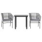 Preview: 3-tlg. Garten-Essgruppe mit Kissen Grau Poly Rattan Glas