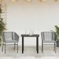 Preview: 3-tlg. Garten-Essgruppe mit Kissen Grau Poly Rattan Glas