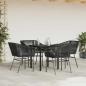 Preview: 5-tlg. Garten-Essgruppe mit Kissen Schwarz Poly Rattan Glas