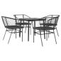 Preview: 5-tlg. Garten-Essgruppe mit Kissen Schwarz Poly Rattan Glas