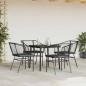Preview: 5-tlg. Garten-Essgruppe mit Kissen Schwarz Poly Rattan Glas