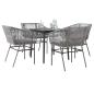 Preview: ARDEBO.de - 5-tlg. Garten-Essgruppe mit Kissen Grau Poly Rattan Glas