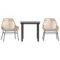 Preview: 3-tlg. Garten-Essgruppe mit Kissen Braun Poly Rattan Glas