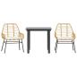 Preview: 3-tlg. Garten-Essgruppe mit Kissen Braun Poly Rattan Glas