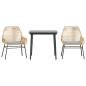 Preview: 3-tlg. Garten-Essgruppe mit Kissen Braun Poly Rattan Glas