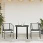 Preview: 3-tlg. Garten-Essgruppe mit Kissen Schwarz Poly Rattan Glas