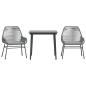 Preview: 3-tlg. Garten-Essgruppe mit Kissen Grau Poly Rattan Glas