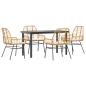 Preview: 5-tlg. Garten-Essgruppe mit Kissen Braun Poly Rattan Glas