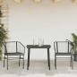 Preview: 3-tlg. Garten-Essgruppe mit Kissen Schwarz Poly Rattan Glas