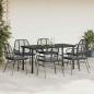 Preview: 7-tlg. Garten-Essgruppe mit Kissen Schwarz Poly Rattan Glas