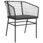 Preview: 5-tlg. Garten-Essgruppe mit Kissen Schwarz Poly Rattan Glas