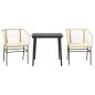 Preview: 3-tlg. Garten-Essgruppe mit Kissen Braun Poly Rattan Glas