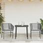 Preview: 3-tlg. Garten-Essgruppe mit Kissen Grau Poly Rattan Glas