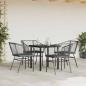 Preview: 5-tlg. Garten-Essgruppe mit Kissen Schwarz Poly Rattan Glas