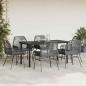 Preview: 7-tlg. Garten-Essgruppe mit Kissen Schwarz Poly Rattan Glas
