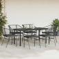 Preview: 7-tlg. Garten-Essgruppe mit Kissen Schwarz Poly Rattan Glas