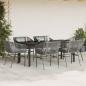 Preview: 7-tlg. Garten-Essgruppe mit Kissen Grau Poly Rattan Glas