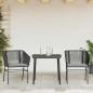 Preview: 3-tlg. Garten-Essgruppe mit Kissen Schwarz Poly Rattan Glas