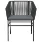Preview: 3-tlg. Garten-Essgruppe mit Kissen Schwarz Poly Rattan Glas