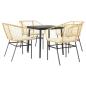 Preview: 5-tlg. Garten-Essgruppe mit Kissen Braun Poly Rattan Glas