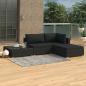 Preview: ARDEBO.de - 4-tlg. Garten-Lounge-Set mit Auflagen Poly Rattan Schwarz
