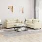 Preview: ARDEBO.de - 2-tlg. Sofagarnitur mit Kissen Creme Kunstleder