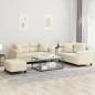 Preview: ARDEBO.de - 3-tlg. Sofagarnitur mit Kissen Creme Kunstleder