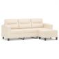 Preview: 3-Sitzer-Sofa mit Hocker Beige 180 cm Mikrofasergewebe