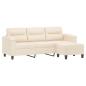 Preview: 3-Sitzer-Sofa mit Hocker Beige 180 cm Mikrofasergewebe